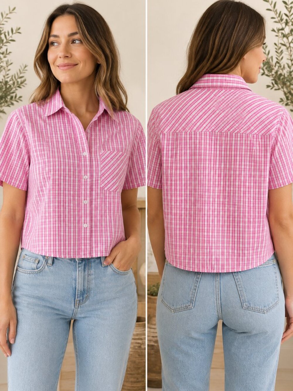 Aritzia Sunday Best Eliza Pink Plaid Shirt Size S
